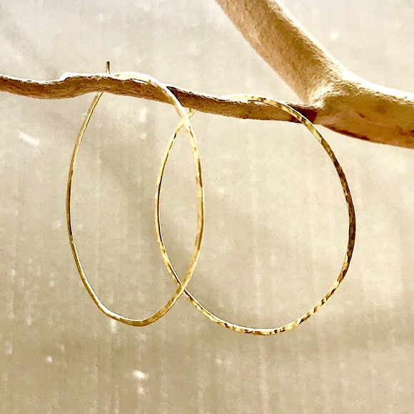 Gold Artisan Made Hoop Earrings - Picture 4 of 7